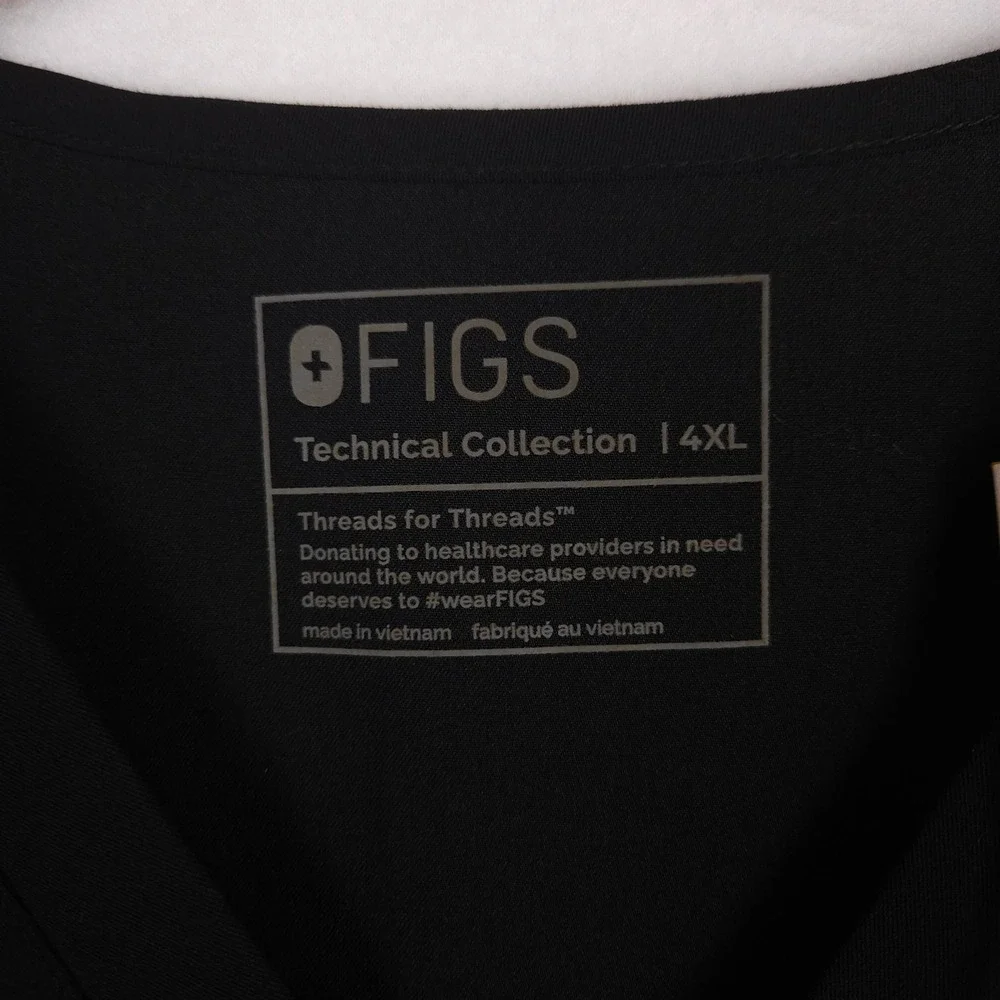 FIGS Casma Scrub‎ Top Black 4XL Three Pocket V-Neck FIONTechnology Women's NWT - Picture 5 of 11